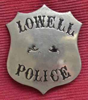 Lowell Police Badge - William G Lee (Photo Credit:  Tony Sampas, LHS Archivist)