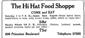 A 1931 Advertisement for the Hi Hat Food Shop
