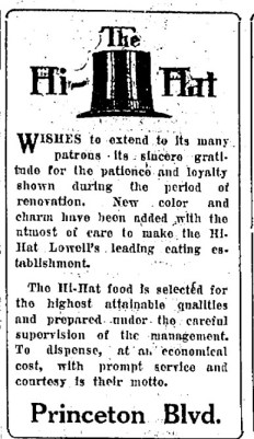 An advertisement for the Hi Hat, 1933