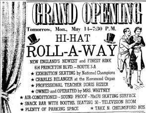 The Grand Re-Opening of the Hi Hat Rollaway (Credit: Lowell Sun - May 3, 1951)