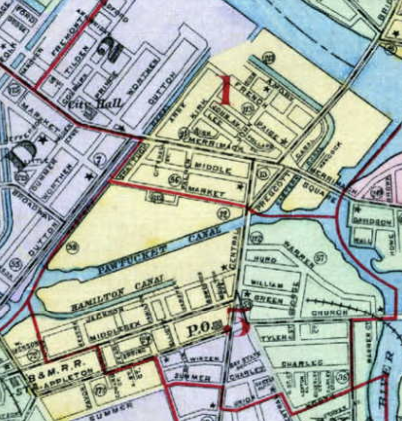 Map of Downtown Lowell Neighborhood