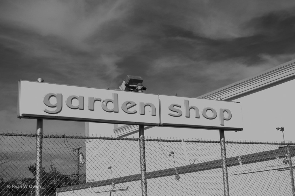 Although the Kmart at the Billerica Mall is gone today, the 1970s-era Garden Shop sign remains.