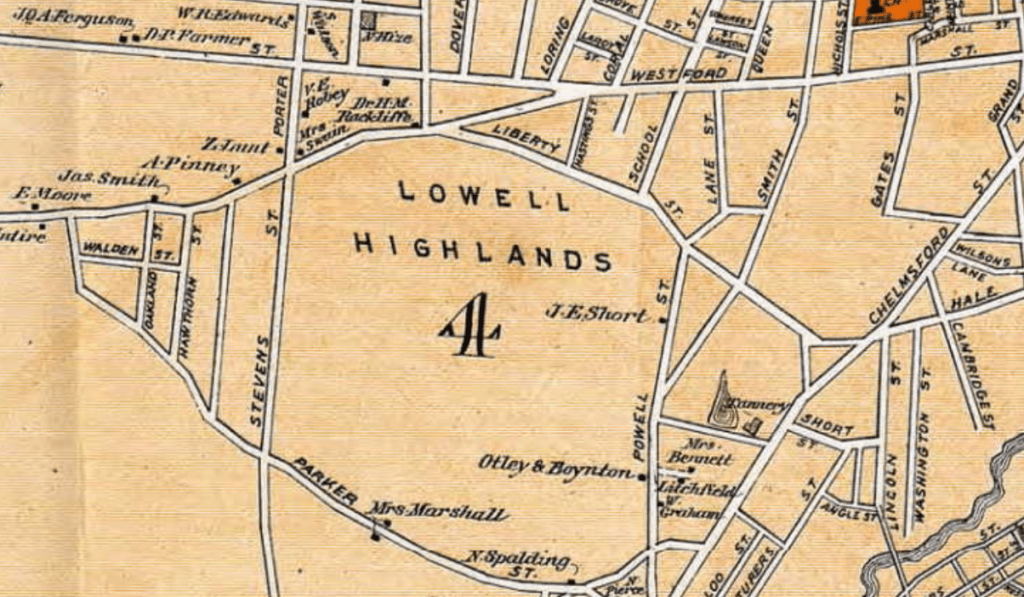 Lowell Neighborhood History - Highlands Map
